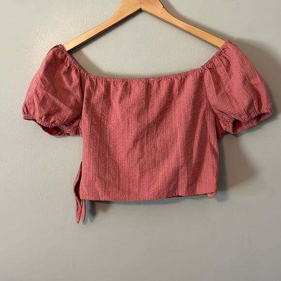 New! Lottie Moss Pacsun Textured Wrap Crop Top Size Medium Mauve NWT - Picture 7 of 11